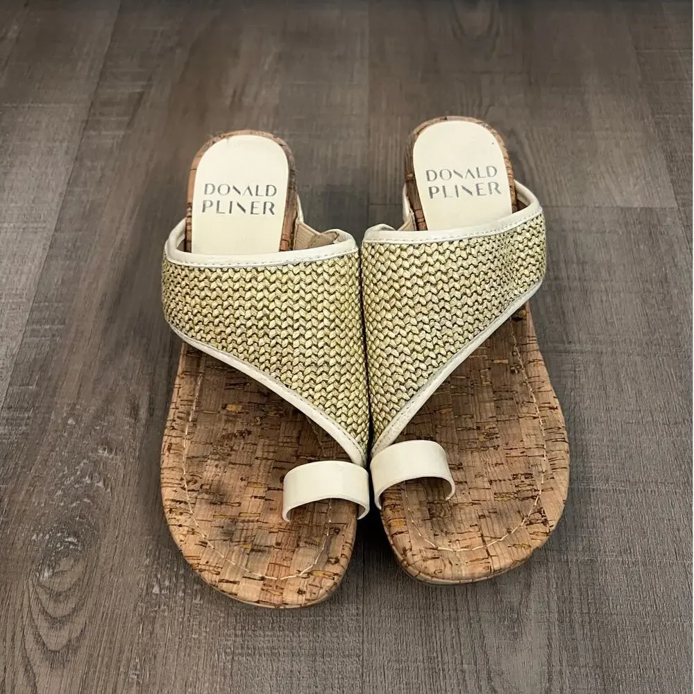 Donald Pliner Gyer Cork Raffia Wedge Sandals